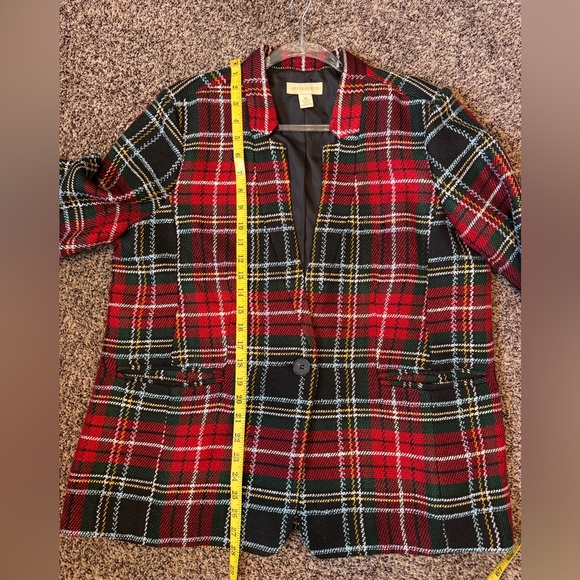 Appleseed Women's Plaid Blazer Red Black Green White Size 18 Single Button Lined - Picture 9 of 12